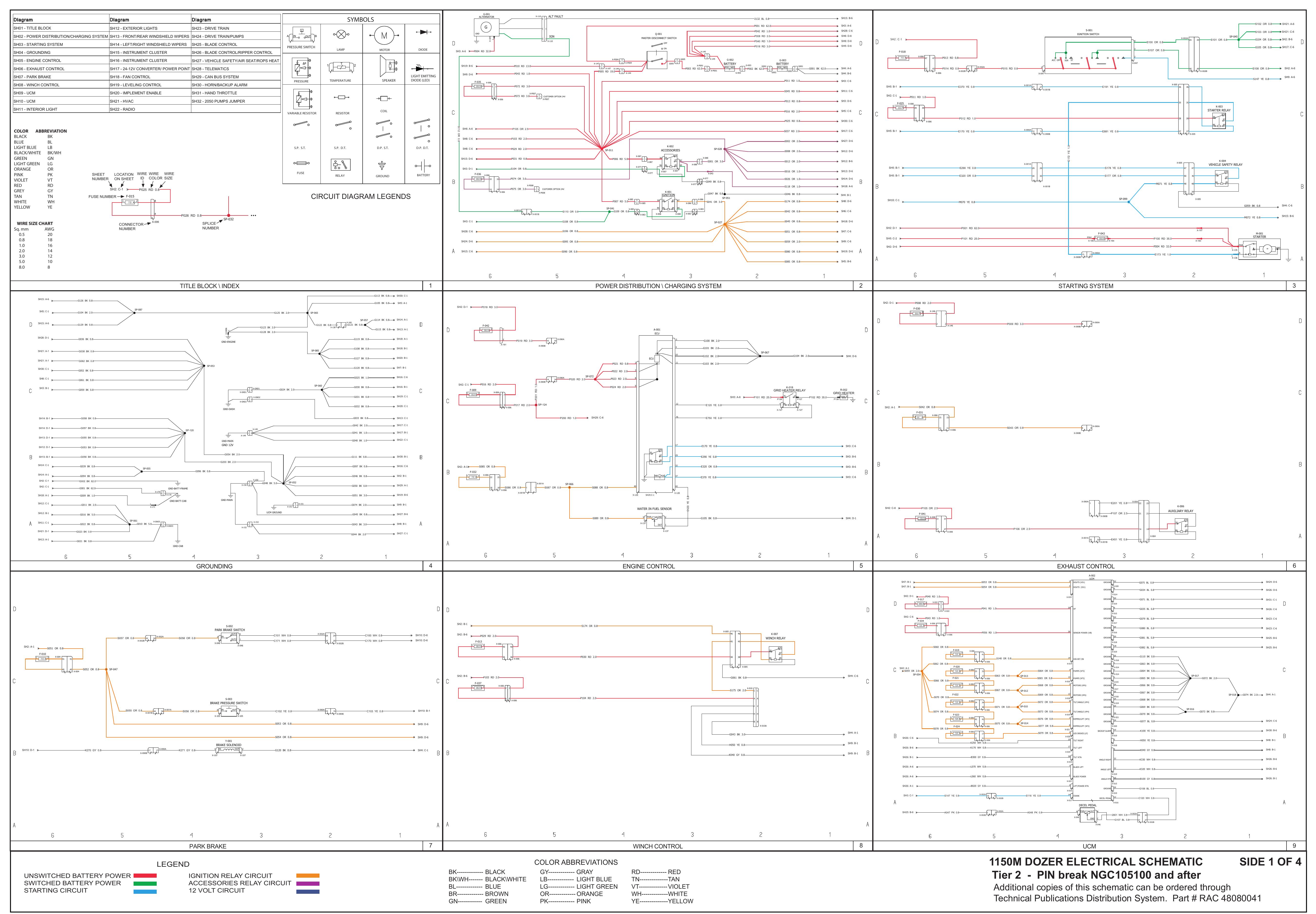 1150M DOZER Tier 2 - PIN break NGC105100 and after  ELECTRICAL SCHEMATIC